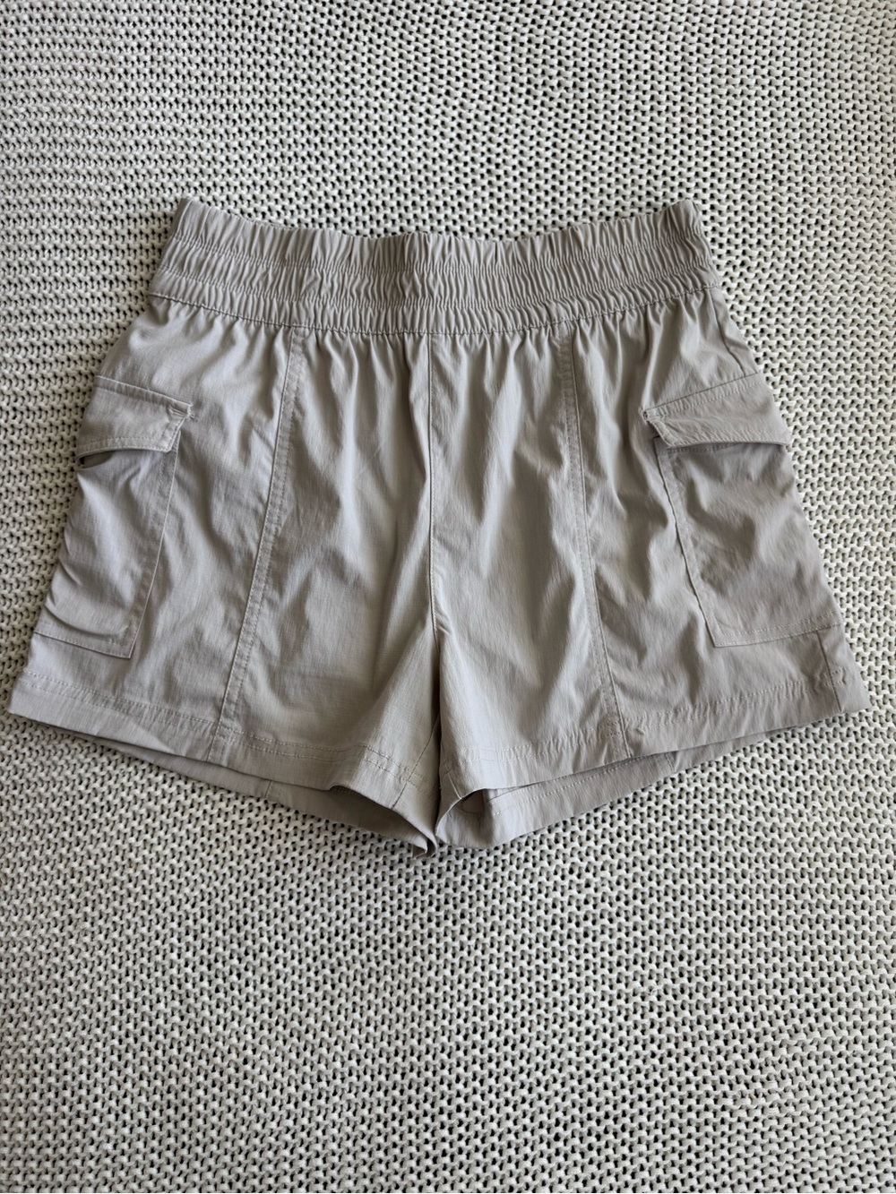 Yogalicious Light Gray Cargo Shorts with Elastic Waist